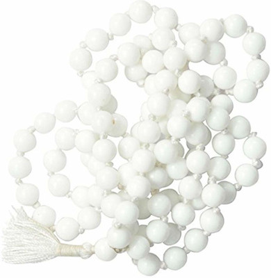 RADHEY WHITE AGATE MALA(SAFED HAKIK MALA) Agate Crystal Necklace