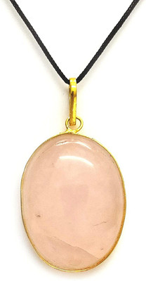 AIR9999 Rose Quartz Crystal Oval Gold Plated Pendant with Certificate Quartz Crystal Pendant