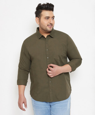 Instafab Plus Men Solid Casual Green Shirt