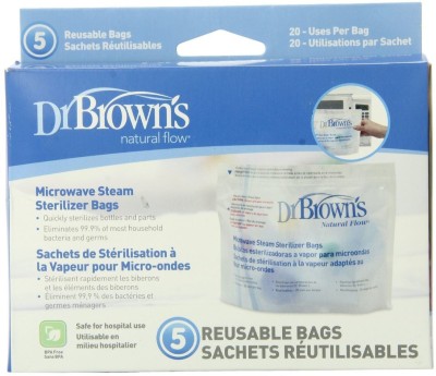 Dr. Brown's Microwave Steam Sterilizer Bags-5 Bags Per Pack - 1 Slots(White)