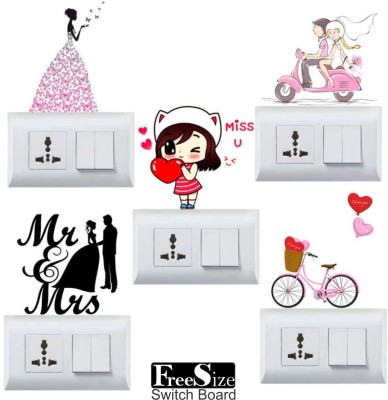 SAI DESIGNS 25 cm cute love couple swicth board stickers Self Adhesive Sticker(Pack of 1)