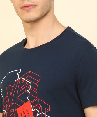 Wrangler Printed Men Round Neck Dark Blue T-Shirt