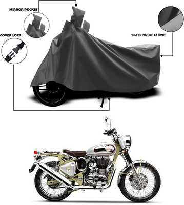 ANTHUB Waterproof Two Wheeler Cover for Royal Enfield(Bullet Trials 500, Grey)