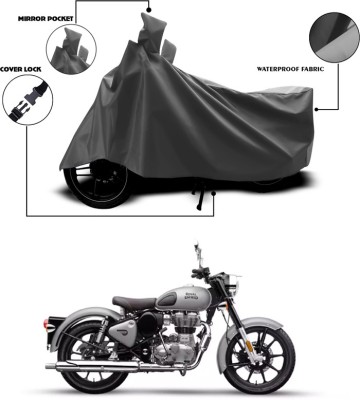 SEBONGO Waterproof Two Wheeler Cover for Royal Enfield(Bullet 350, Grey)