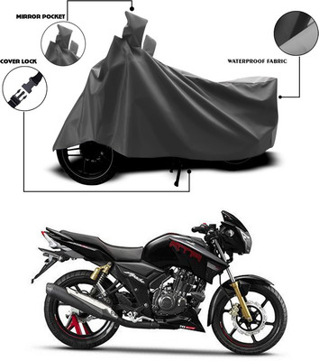 SEBONGO Waterproof Two Wheeler Cover for TVS(Apache RTR 180, Grey)