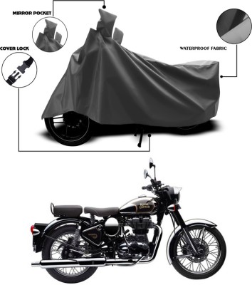 ANTHUB Waterproof Two Wheeler Cover for Royal Enfield(Classic Chrome, Grey)