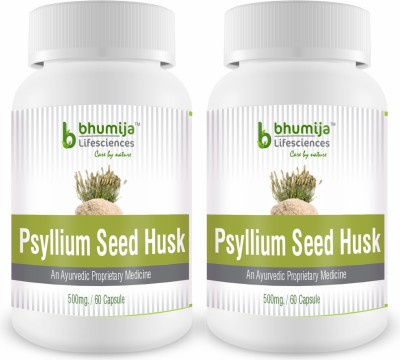Bhumija Lifesciences Psyllium Husk (Isabgol) Capsules 60's - Relief from Constipation (Pack of Two)(2 x 60 No)