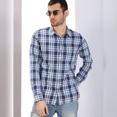 WROGN Men Solid Casual Blue Shirt