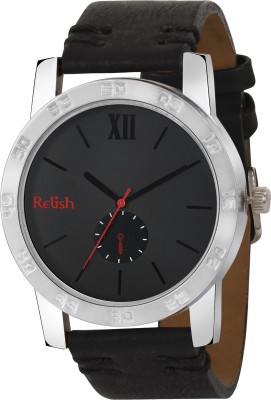 RELish Classy Look Black Slim Dial With Black Leather Strap Watch For Men Classy Look Black Slim Dial With Black Leather Strap Watch For Men Analog Watch  - For Men