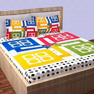 KUBER INDUSTRIES 160 TC Cotton Double Printed Flat Bedsheet(Pack of 1, Multicolor)