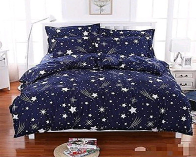 BHARAT TEX 130 TC Cotton Double Printed Bedsheet(Pack of 1, Blue)