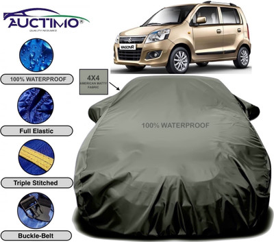 AUCTIMO Car Cover For Maruti Suzuki WagonR (With Mirror Pockets)(Green)