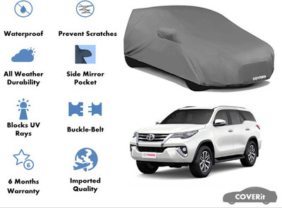 Coverit Car Cover For Toyota Fortuner (With Mirror Pockets)(Grey)