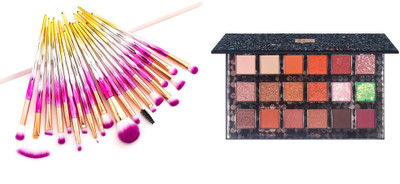 CAIJI Eyeshadow pallete professional series 18 colors and makeup brushes set of 20 pieces combo(21 Items in the set)