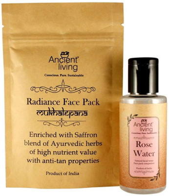 Ancient Living Radiance face pack and Organic Rose water(2 Items in the set)