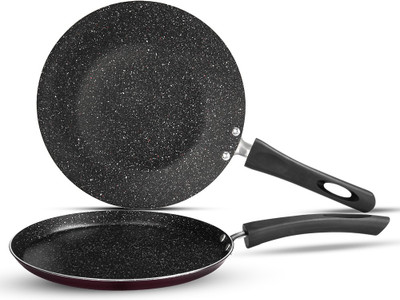 VINOD Supreme Non-Stick Dosa Tawa for roti/chapati/paratha Cookware Set of 2 Pcs Induction Bottom Non-Stick Coated Cookware Set(Aluminium, 2 - Piece)