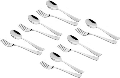 KitchenWonders 6 PCS Dinner Spoon 6 PCS Dinner Fork Stainless Steel Cutlery Set(Pack of 12)
