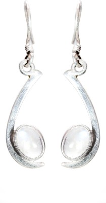 jsaj 92.5 Sterling Silver MOONSTONE Earring Hanging Danglers Womens Earrings Moonstone Sterling Silver Drops & Danglers
