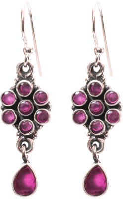 jsaj 92.5 Sterling Silver RUBY stone Earring Tops Hanging Womens Earrings Ruby Sterling Silver Drops & Danglers