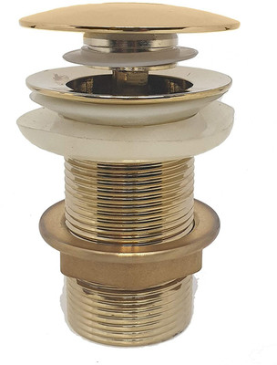 InArt Gold Finish Pop-up Brass Basin Drainer/Waste Coupling/Waste Kit for Bathroom Wash Basin/Vessel Sink 5 Inch Brass Full Threaded Pop Up Waste Coupling 32 MM Flush Valve Faucet(Vessel Installation Type)