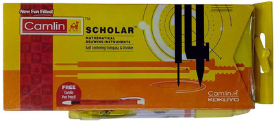 Camlin Scholar Mathematical Drawing Instruments - Self Centering Compass And Divider Geometry Box(Multicolor)