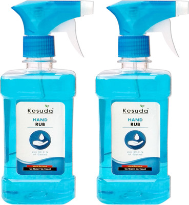 KESUDA Alcohol Based Liquid  with Spray (2*500ml) Hand Sanitizer Bottle + Dispenser(2 x 0.5 L)