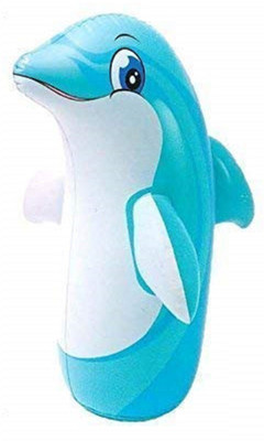 Rexan 3 Feet Inflatable PVC Sand Base Shape Hit Me 3D BOP Bag Inflatable HitMe Toys Inflatable HitMe Toys(Blue, White)