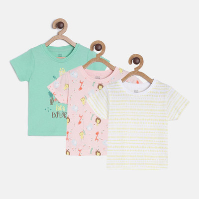 MINI KLUB Baby Girls Pure Cotton Knit Top(Multicolor, Pack of 3)