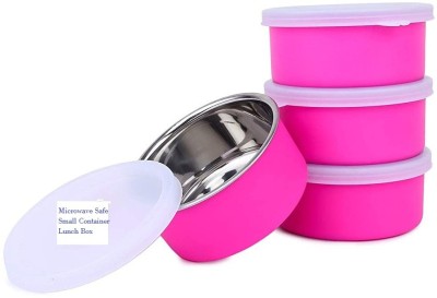 Unique Arts Micro Stainless Steel Container Lunch Box for Office/Home(Pink -Pack of4) 4 Containers Lunch Box(800 ml)