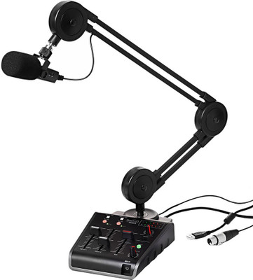 Superlux Cardioid Condenser USB Podcast Microphone with Integrated Radio Boom, Broadcast Mixer, and 2-channel USB Audio Interface - Miktek ProCast SST Marketed by MX Microphone