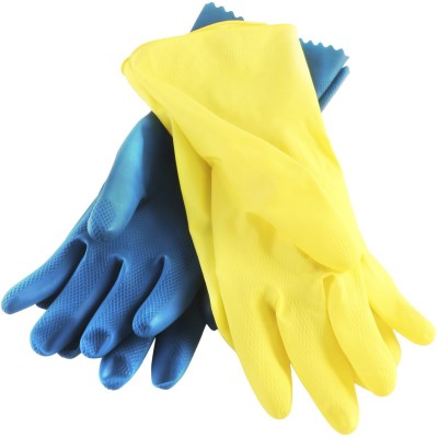 India Fire Tech 1Blue 1Yellow Rubber Safety Hand Care Protective Protection Chemical Restitance Safe Touch For Hand Safety love For Men Women Boys Girls Kids All Occutation And Every Functions Suitable Rubber  Safety Gloves(Pack of 4)