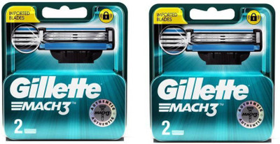 Gillette Mach 3 Manual Shaving Razor Blades- 2X2=4 (Pack of 2)(Pack of 4)