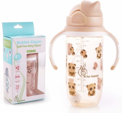 R for Rabbit Bubble Baby Sipper Bottle 300 ml|10 fl oz|Anti Spill Sippy Cup with Soft Silicone Straw(Brown)