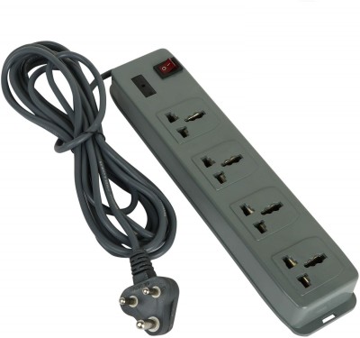 Yuvex Extension board 2.5 meter long wire with 6amp capacity 4 Socket 1 switch 4  Socket Extension Boards(Grey, 5 m)