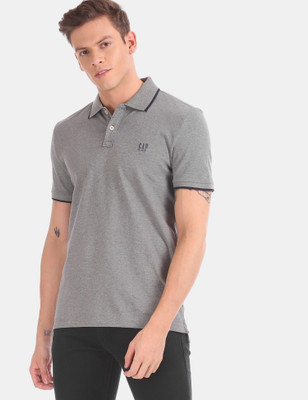 GAP Solid Men Polo Neck Grey T-Shirt