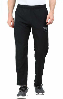 YUNEK Solid Men Black Track Pants