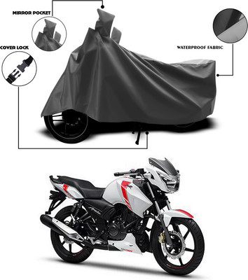 SEBONGO Waterproof Two Wheeler Cover for TVS(Apache RTR 160, Grey)