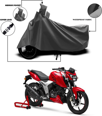 SEBONGO Waterproof Two Wheeler Cover for TVS(Apache RTR 200 4V, Grey)