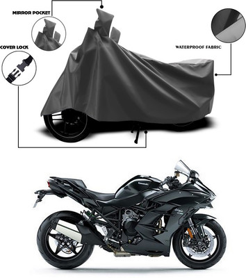 ANTHUB Waterproof Two Wheeler Cover for Kawasaki(Ninja H2, Grey)