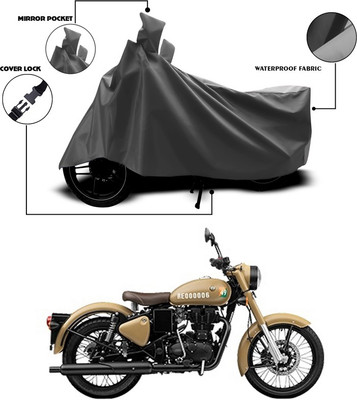 ANTHUB Waterproof Two Wheeler Cover for Royal Enfield(Classic 350 Signals, Grey)