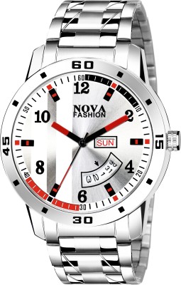 NOVA Stainless Steel Analog Watch For Men (Silver) (Design-03) Analog Watch  - For Men