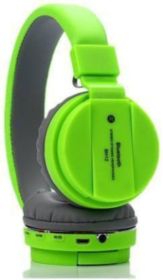 BAGATELLE 3D Bass SH-12 Bluetooth Wireless Headset Bluetooth(Green, Grey, On the Ear)