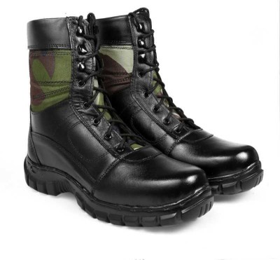 PARA GLAXY PARA GLAXY Genuine Leather DMS Army Commando Police Boots For Men (Black) Boots For Men(Black)