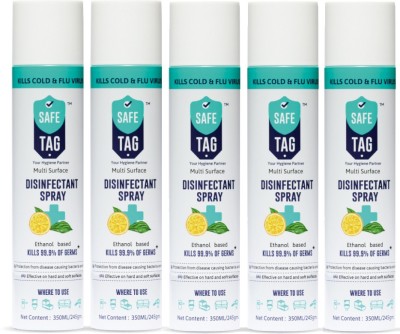 SAFE TAG Multi Surface Disinfectant Spray Ethanol Based Kills 99.9% Of Bacteria Germs(Pack Of 5)(1750 ml)