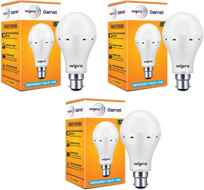 Wipro 12 W Basic Standard B22 LED Bulb(White, Pack of 3)