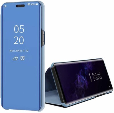 Aviaaaz Flip Cover for Oppo A74 5G Clear View Shockproof Plating Mirror Flip Stand Case Oppo A74 5G(Blue, Flexible, Pack of: 1)