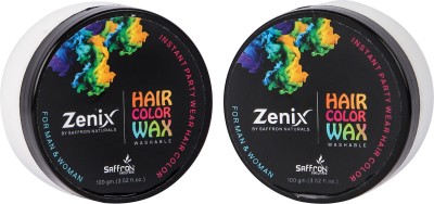 zenix Temporary Color Hair Wax for Strong Hold and Instant Hair Coloring with Added Nourishment |White|Pack of 2 Hair Wax(200 g)