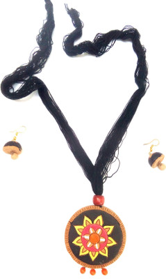 simonart and printing Fabric Brown Jewellery Set(Pack of 1)