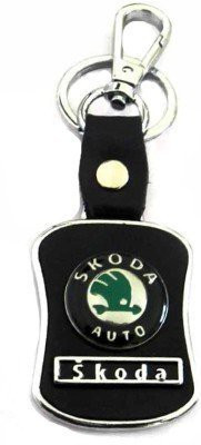 gtrp Skoda Leather Imported Chome Plated Locking Carabiner Car Logo Key Chain Key Chain