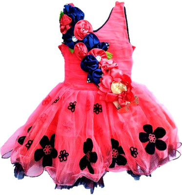 apna collection Baby Girls Midi/Knee Length Party Dress(Red, Sleeveless)